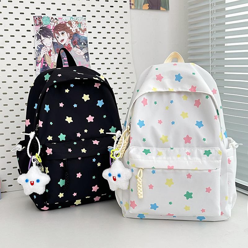 Schoolbag schoolbag junior high school girls ins girls heart stars travel small backpack large capacity simple dopamine backpack women