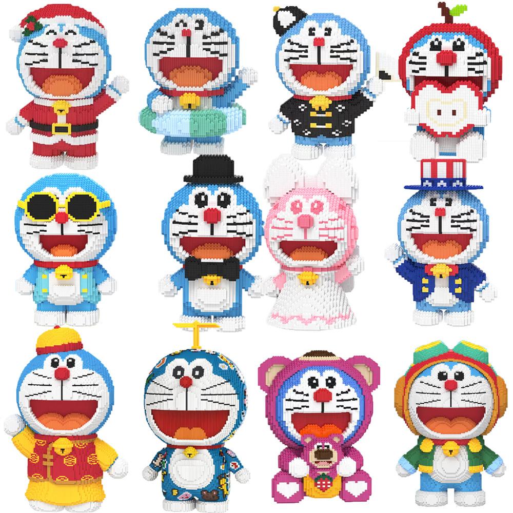 Interesting Toys Unisex Kids Kawaii Doraemon Magic Building Block Travel Pilot Christmas Wedding Doraemon Model Toy Assembled Bricks Figure For Kids Gift
