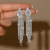 Cross Long Fringed Rhinestone Earrings Bridal Wedding Stage Atmosphere Exaggerated Earrings