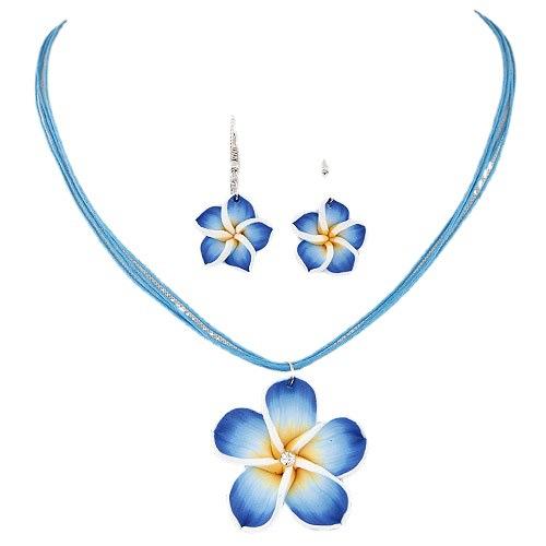 Sweet And Rich Flower Wax Rope Temperament Necklace Earring Set, Necklace Set