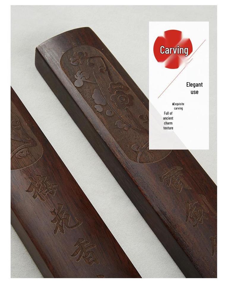 Liupin Hall Black Catalpa Wood Calligraphy Paperweight Pair – 30cm, Beginner Size.