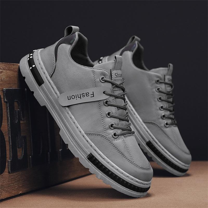 

2025 spring new men s height-increasing leather surface solid color casual shoes daily low-top versatile work sports shoes men s shoes 44 серый