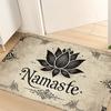 1pc, 2D Flat Namaste Lotus Flower Vintage Beige Flannel Door Mat Non Slip Yoga Spiritual Rug For Entryway Floor