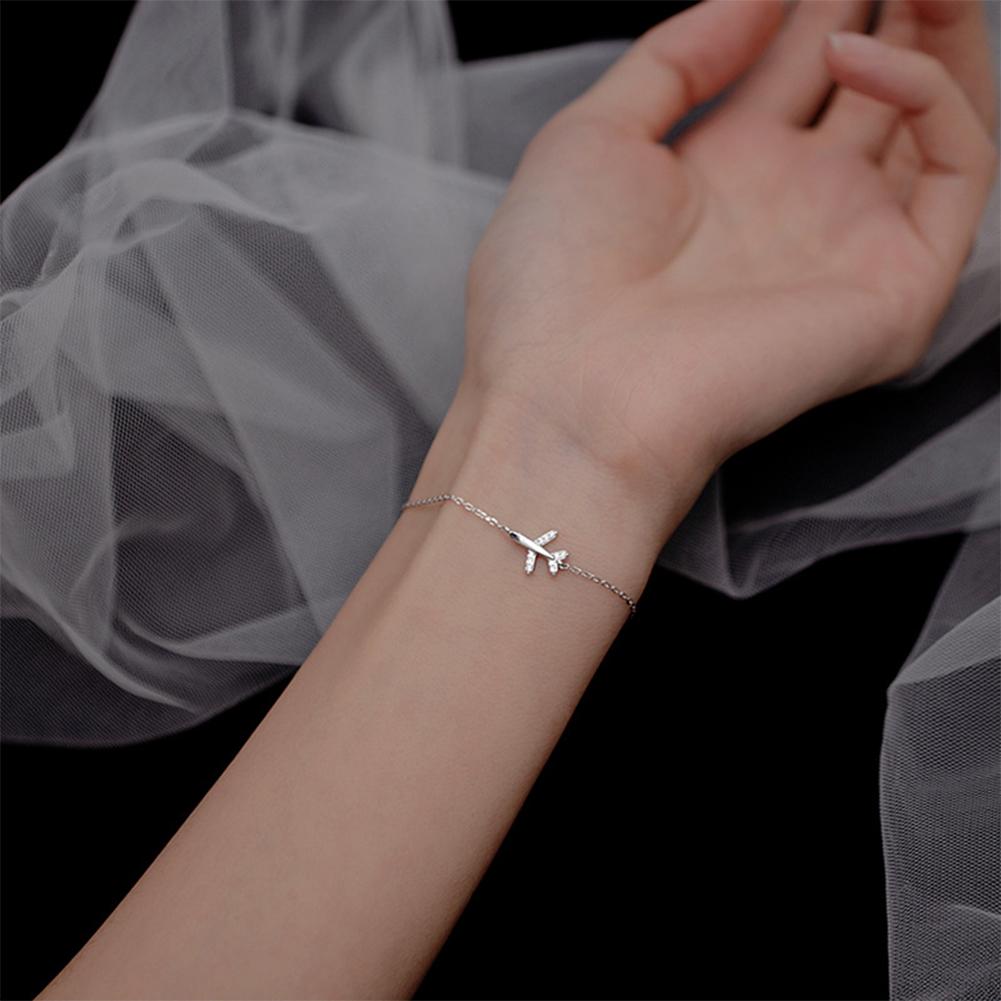 Simple Shiny Aircraft Bracelet Versatile Fashionable Silvery Alloy Bracelet Women Hand Jewelry Accessory