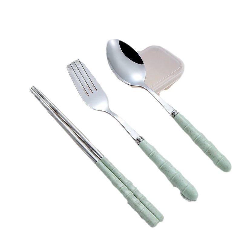 Portable Stainless Steel Cutlery Set: Chopsticks, Spoon, Fork - Food-Grade, Perfect for Office Workers, Boxed Two-Piece Set