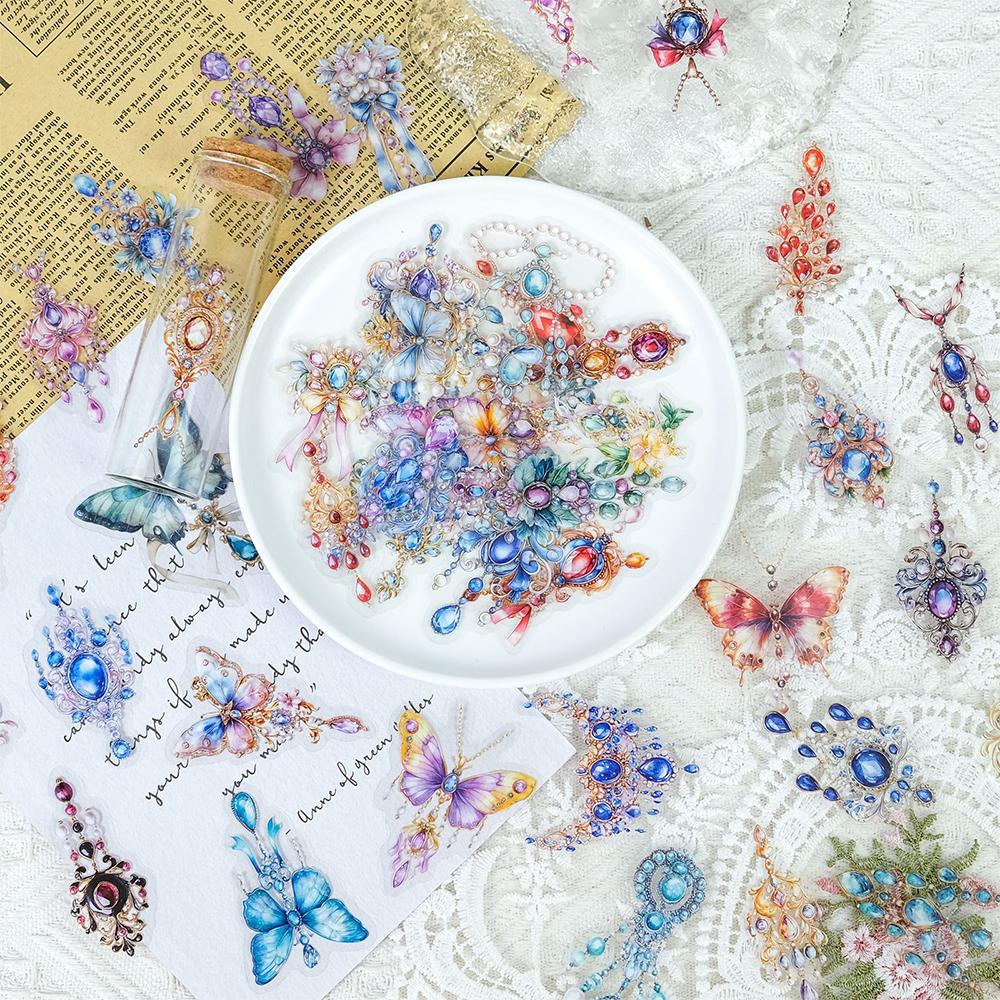 10/30/50pcs Transparent Retro Jewelry Cartoon Graffiti Stickers DIY Laptop Notebook Suitcase Waterproof PET Sticker Kid Toy Gift