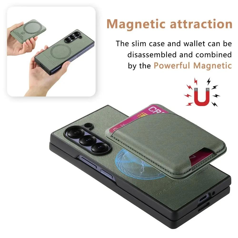 High-end Busine Sle 2 in 1 Detachable Magnetic Wallet with Card Holder Phone Case for Samsung Galaxy Z Fold 7 6 5 4 3 Back Cover