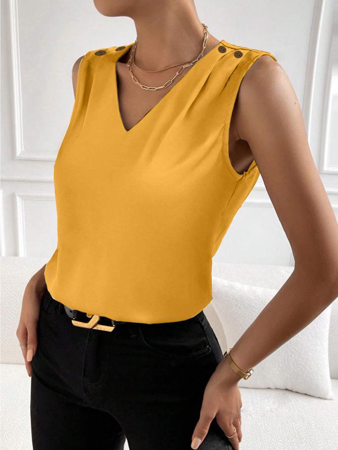 Versatile Faux Silk High-Elastic Solid Color Women's Tank Top