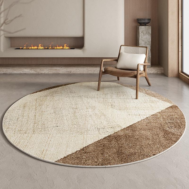 Round Living Room Carpet Large Size Chair Floor Mat Bedroom Bedside Carpets Brown Rug High-end French Style Home Decoration Rugs