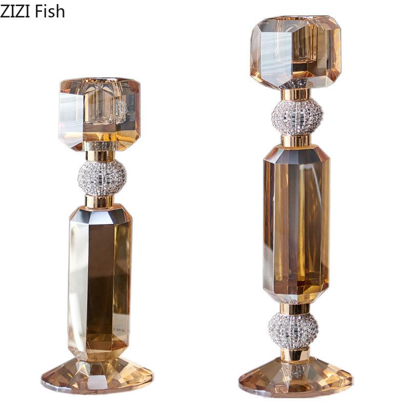 Transparent Amber Color Glass Candle Holder Creative Romantic Candlestick Desk Decoration Wax Melt Burner Home Aroma Container