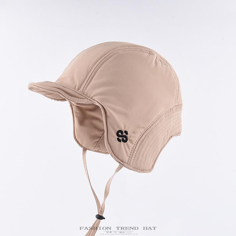 

Корейская версия шапки-пилотки мужская осенне-зимняя теплая защита ушей утиный язык шапка-локомотив женская уличная шапка от снега Average size (55-60cm) хаки