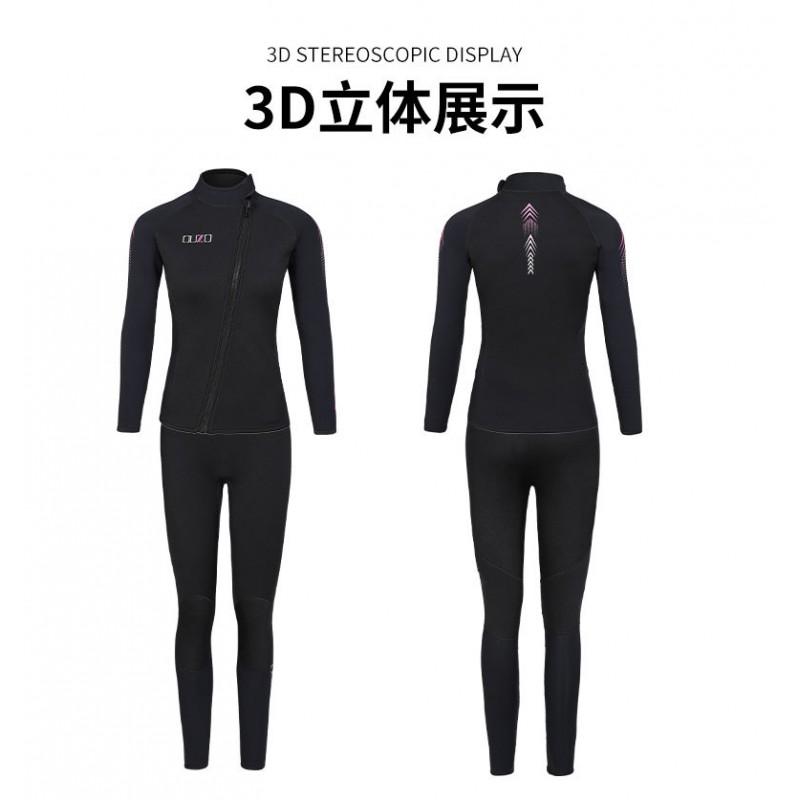3mm Neoprene Wetsuit Set Men Women - Full Coverage Long Sleeve Top Pants Snorkeling Surfing Diving Cold Water