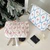 Søt Sløyfe Blomst Quilting Bomulls Sminkeveske Kvinner Glidelås Kosmetisk Organizer Kvinnelig Klut Håndveske Bærbar toalettmappe for jenter