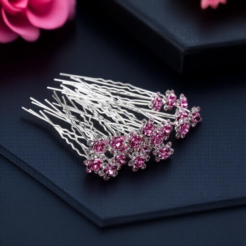 Stylish Elegant Women Floral Crystal Flower Hair Clips Wedding Hair Accessories Rhinestone Hair Clips