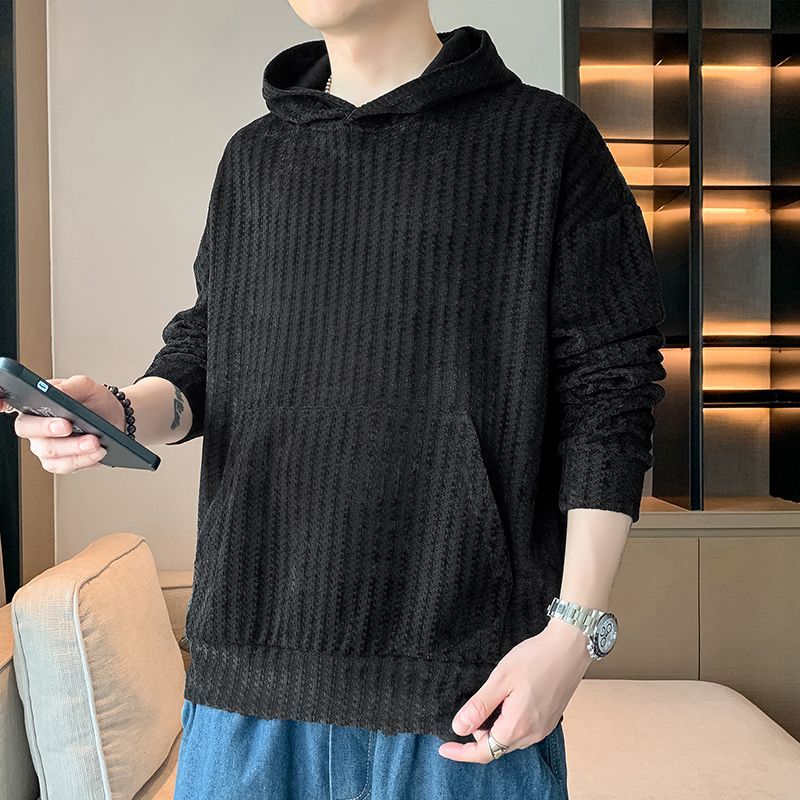 2025 Autumn Fashion New Hooded Men's Striped Trendy Sweatshirt Loose Jacket Casual Top