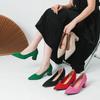 2026Women's large high-heeled shoes Multicolor pointy knit breathable comfortable anti-skid rubber sole work shoes  new autumn