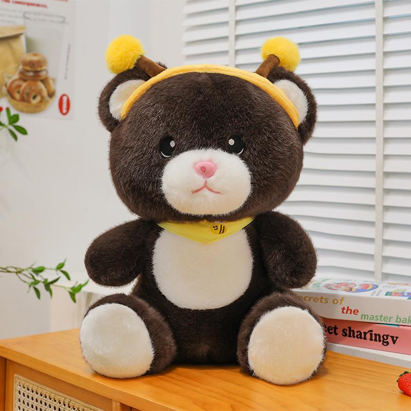 New cute bear family doll couple teddy bear plush toy press doll for girls gift doll
