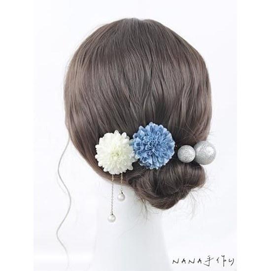NANA Handmade Hair Ornament Ping Pong Mum Wada Tama Cute Coming Age Ceremony Shichi-Go-San Fireworks Festival Yukata Graduation Entrance School Summer