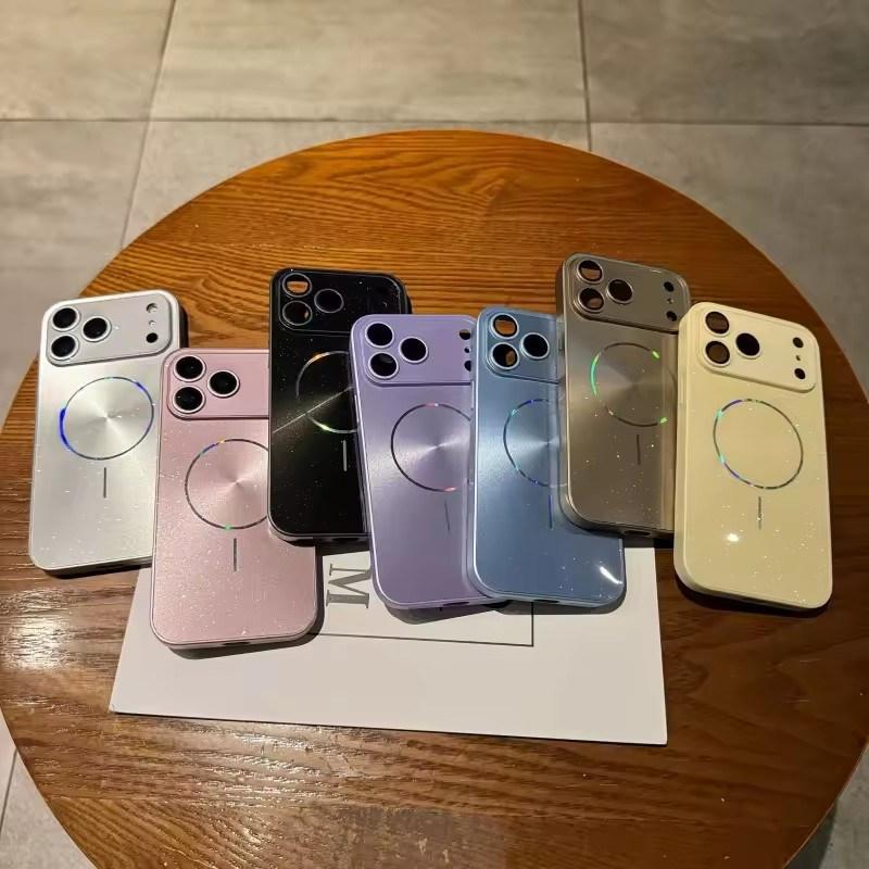 Magnetic Glitter Aurora Glossy Phone Case For Magsafe iPhone 17 Air 16 15 PM 14 13 12 11 Pro Max Full Lens Protection Back Cover