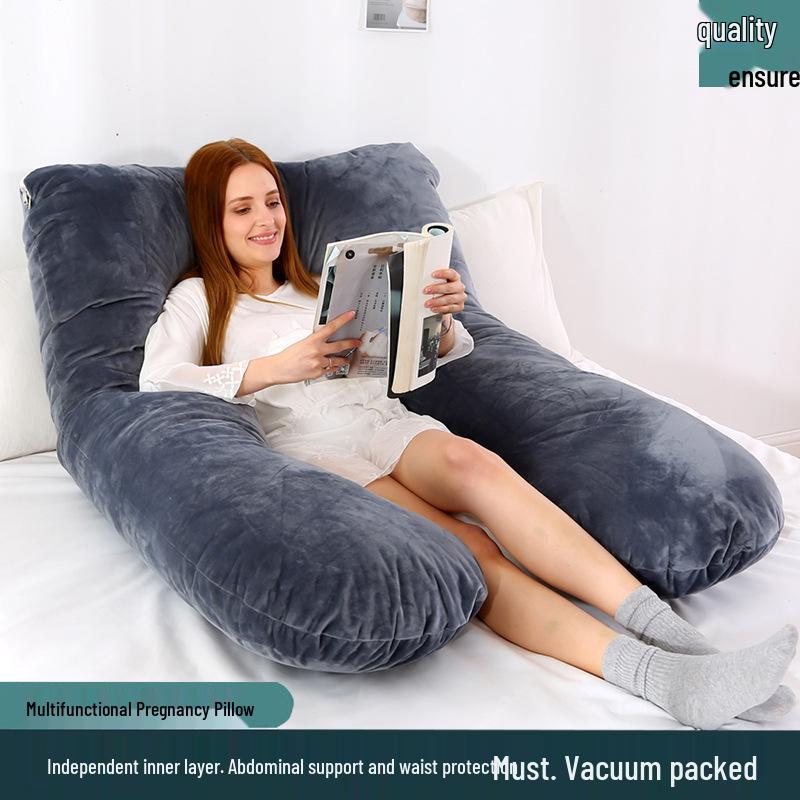 Crystal Velvet U-Shaped Pregnancy Pillow for Abdominal, Waist, and Leg Support