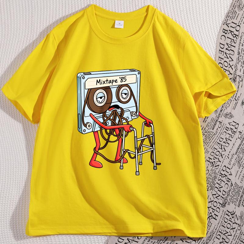 Funny Old Cassette Tape Tshirt Casual Cotton Short Sleeve Round Neck Tshirt Vintage Game Graphic Tees Men Women Clothing