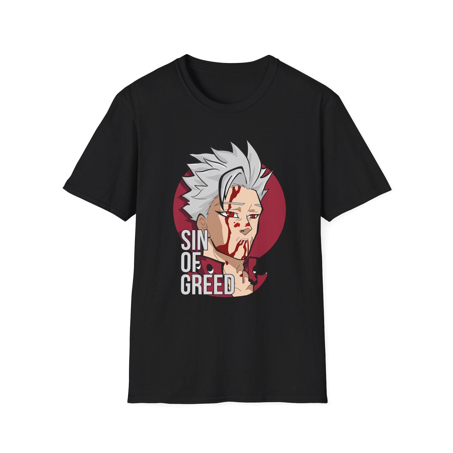 Sin of Greed anime character T-Shirt | manga villain face graphic tee S