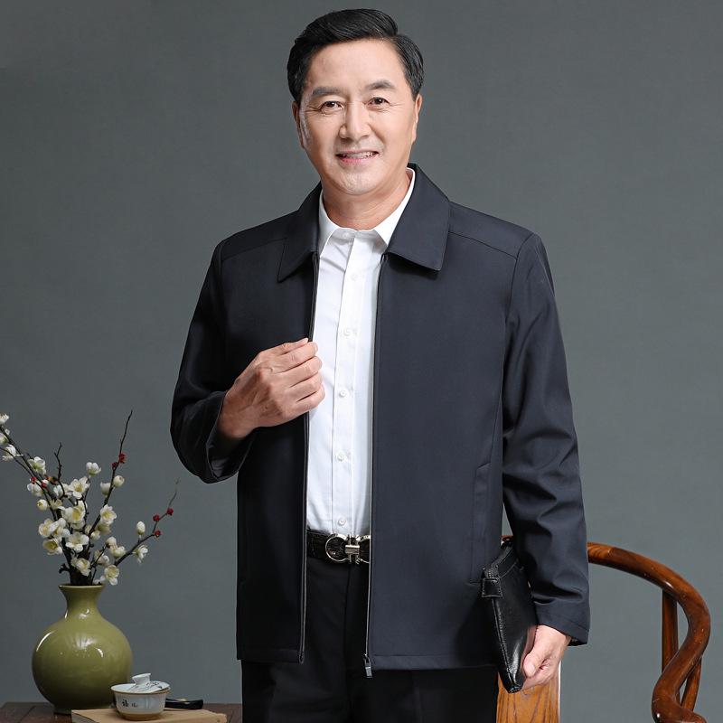 Men's Cotton-Padded Jacket for Dad: Spring & Autumn Button-Up for Middle-Aged & Elderly