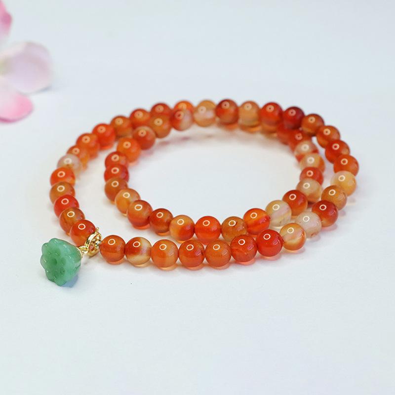 2026 Ximang Red Agate Bracelet Chalcedony Lotus Seedpod Tassel National Fashion Jewelry Live Delivery S4031206 Multi approx. 6mm