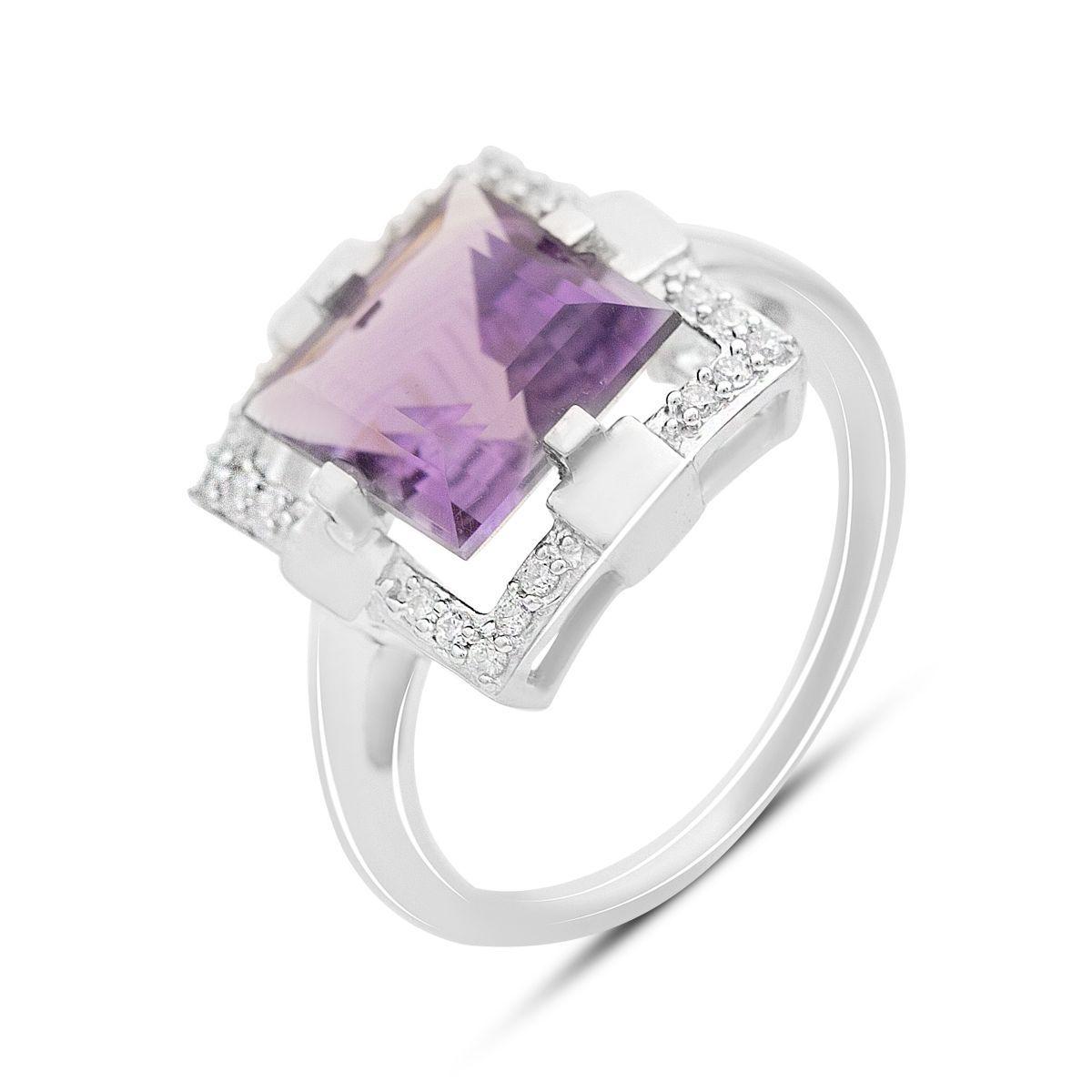 

Срібна каблучка з натуральним аметистом 4.838ct, вага виробу 5,22 гр (2163190) 17 аметист
