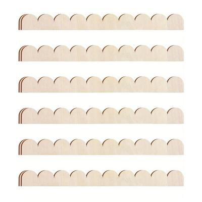 6/12Pcs Unfinished Scalloped Wood Border Trim Farmhouse Home DIY Crafts Wall Cabinet Shelf Door Window Frame Scalloped Edge Decorative Wood Strips