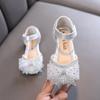 New Kid Fashion Princess Shoe Performance Wedding Girl Children Party Leather Shoe Girls Bow Tie Aqua Diamond Casual Single Shoe
