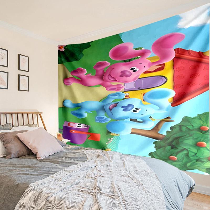 Cartoon Blue Dog Tapestry, Unique Design Tapestry, Wall Decor for Bedroom,Livingroom, Playroom,Heartwarming Fan Holiday Gifts