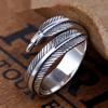 2026 Dark Wind Fashion Accessories Black Vintage Personality Ring, Female Open Feather Ring