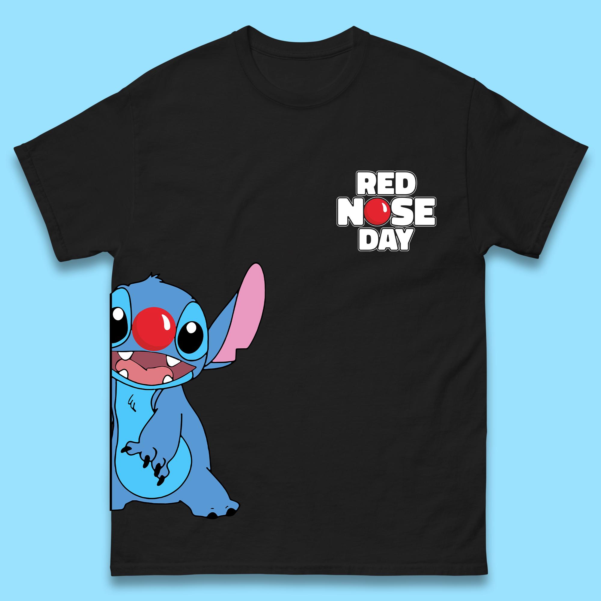 Red Nose Day Peeking Disney Stitch Mens T-Shirt Womens Tops Tees XL