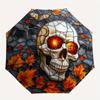 Halloween Skull Stained Window PanelUmbrella, Portable 3-Fold Compact Umbrella for Men & Women Gift