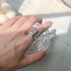 Retro Cheering Letters Adjustable Open Ring for Women Punk Gothic Edgy Zircon Unisex Trendy Accessories Creative Family Gift