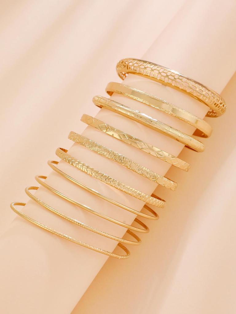 Punk Hip-Hop Alloy Bracelet Set - 4 Piece European & American Style