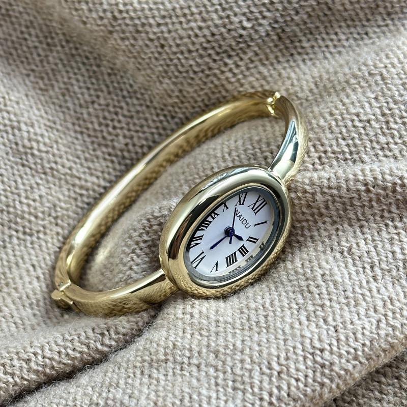 Ceas simplu oval de damă cu quartz, de lux, cu cifre romane, ceas vintage, damă, oțel inoxidabil, orologio, aur, argint, ceas de mână