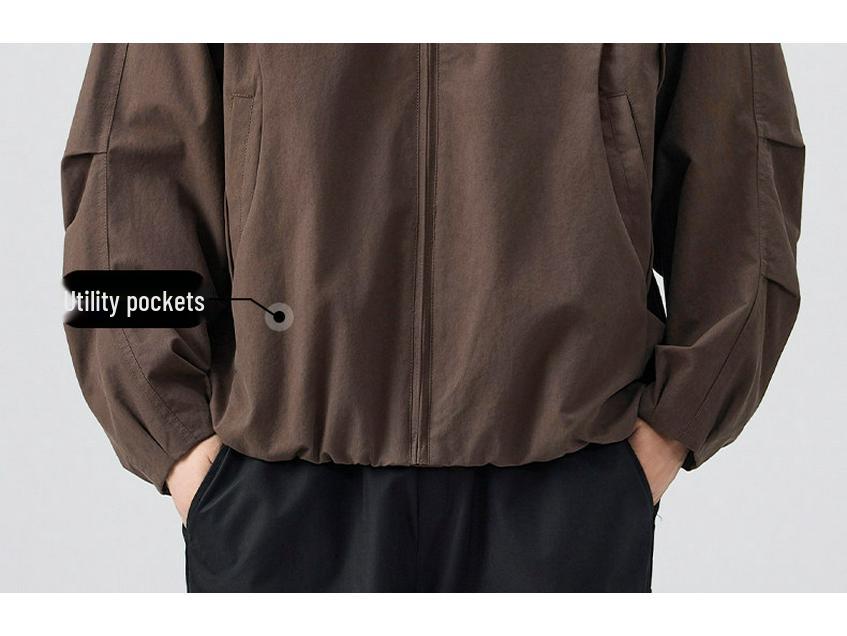 Amerykańska Modna Męska Luźna Kurtka Robocza z Kołnierzem Stójką na Wiosnę i Jesień 2026