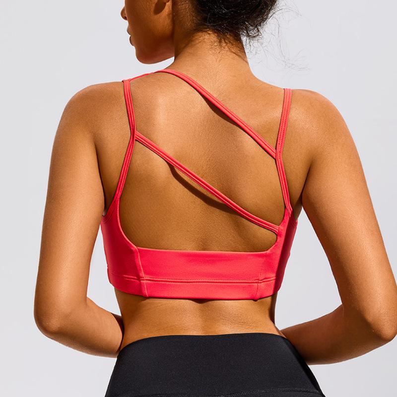 

Женский асимметричный топ для йоги без рукавов с накладкой на грудь – эксклюзивный дизайн для спорта, фитнеса и бега Small