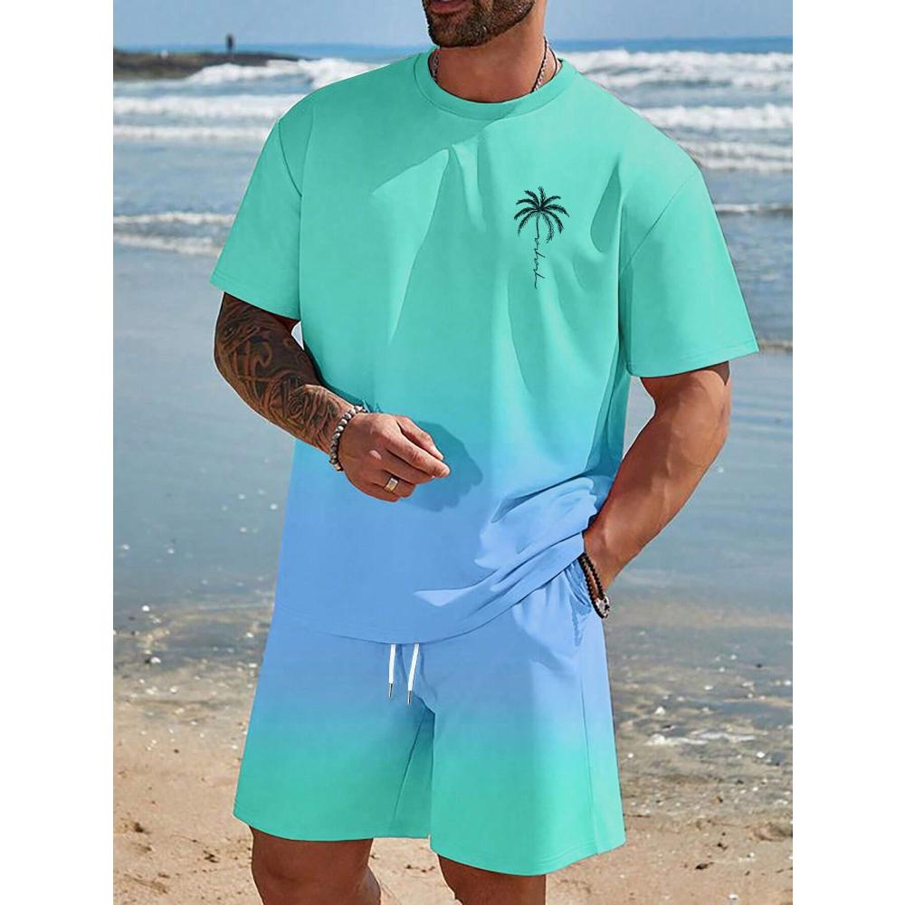 Men's Short-sleeved T-shirt Shorts Fashionable Breathable Beach Suit Casual Loose Unisex Sports Clothing