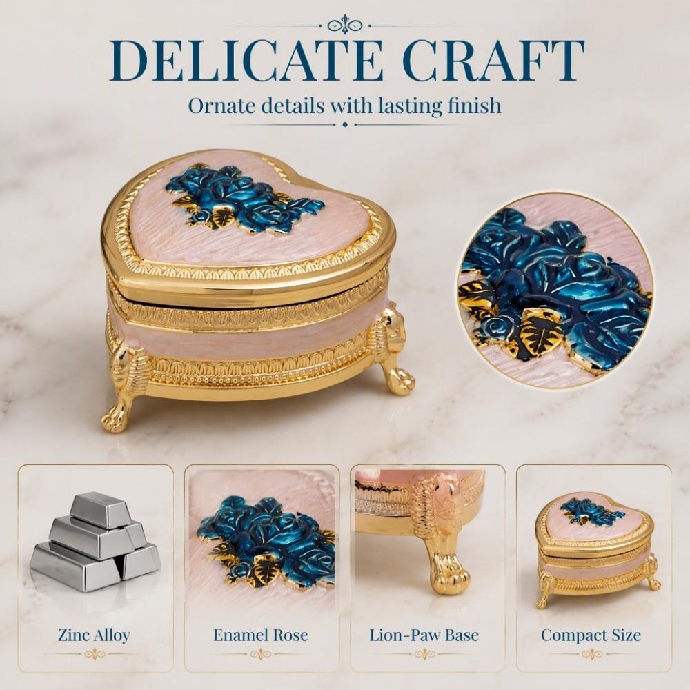 Zinc Alloy Jewelry Storage Holder Heart Shape Vintage Jewelry Organizer Box  For Earrings