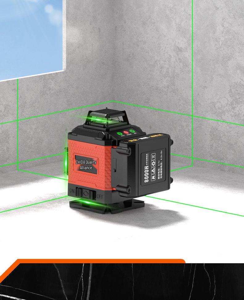 German High-Precision 12-Line Green Light Laser Level with Auto-Leveling for Outdoor Use