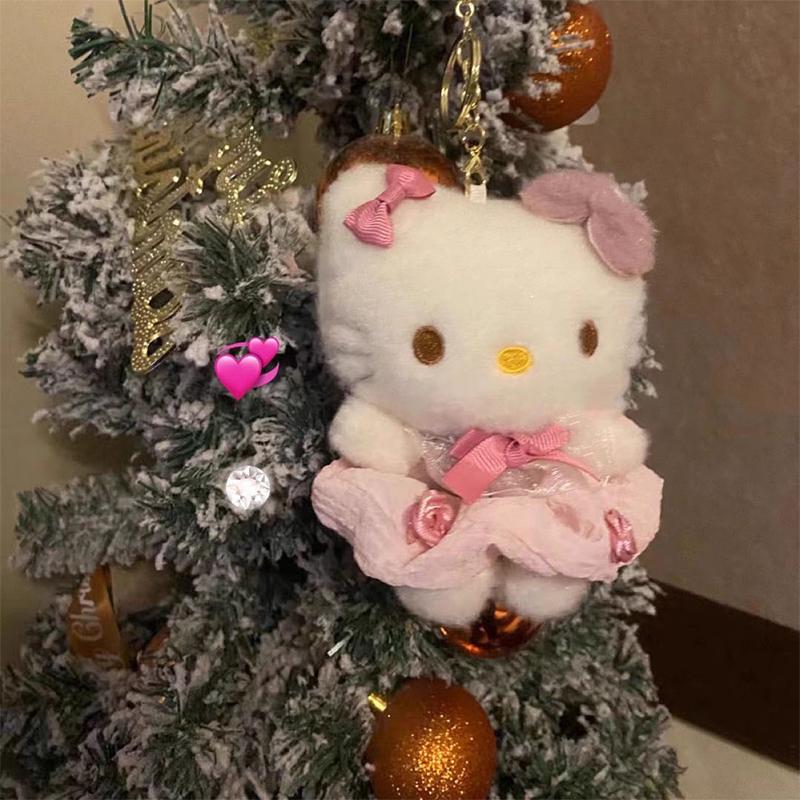 Cute Sanrio Hello Kitty Keychain Kawaii Cartoon Schoolbag Pendant Decoration  Plush Doll Toy Holiday Gifts