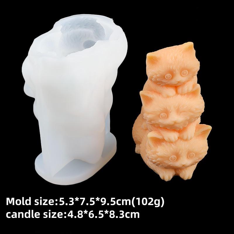 3D Cat Candle Silicone Mold DIY Dog Stacking Music Aromatherapy Candle Handmade Gift Kitty Gypsum Resin Jewelry Mould