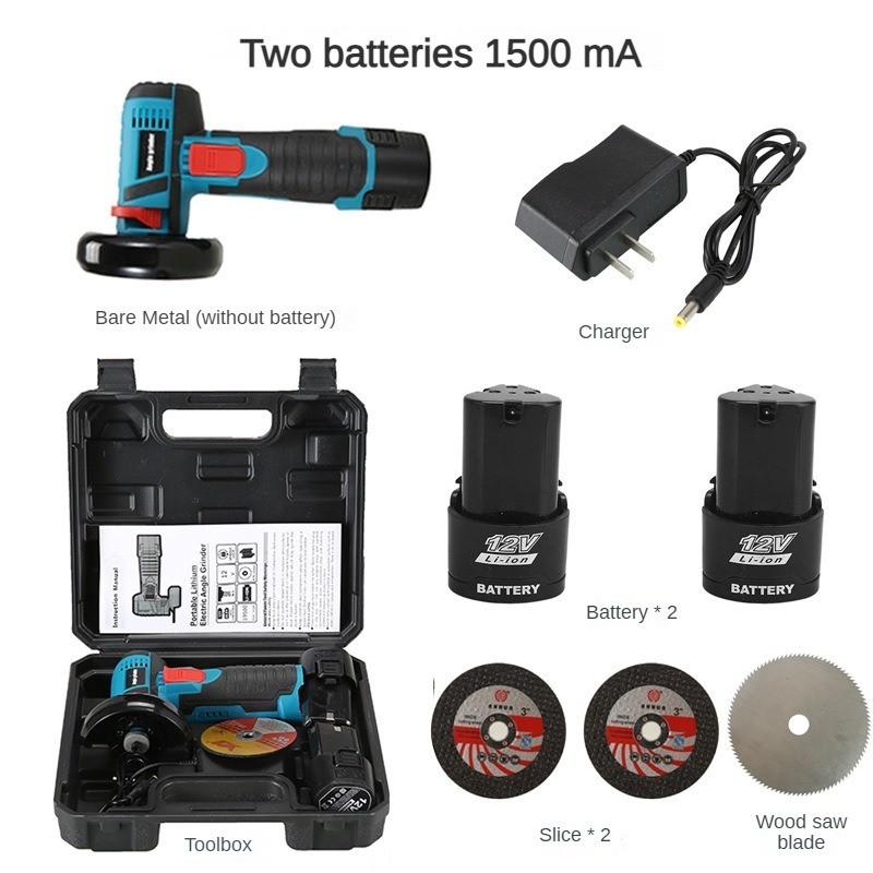 

3-дюймовая мини-бытовая электрическая угловая шлифмашина ручная отрезная машина портативный полировальный электроинструмент Two battery+Toolbox