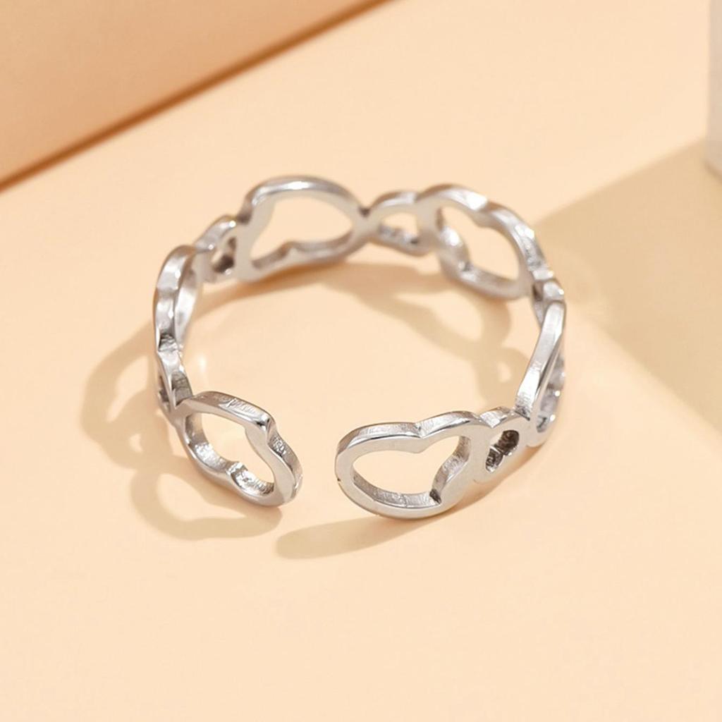 Sweet Princess Stainless Steel Heart Ring - Adjustable Women's Gift