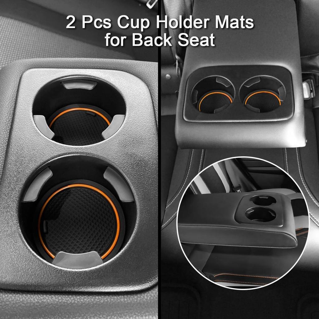 Cup Holder Erts For Subaru Crosstrek Accessories      2018, For Subaru Impreza 2017- Center Console Mat Non-Slip Door Pocket Liners (15Pc, Orange)