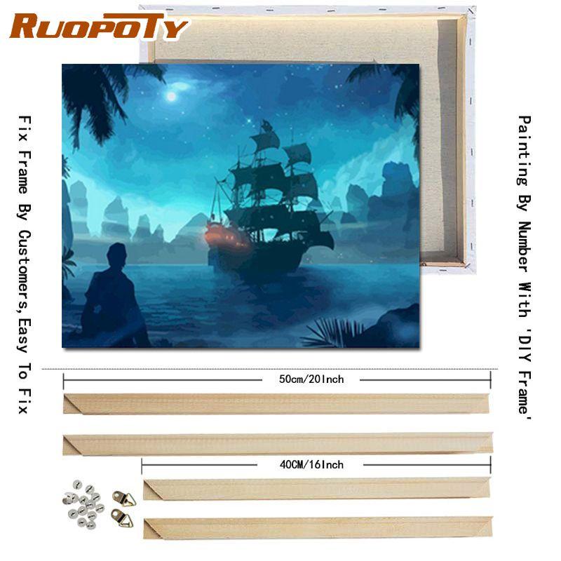 RUOPOTY Diy Painting By Numbers Landscape Modern Wall Art Picture Hand Painted Oil Painting For Wall Decoration 40x50cm With DIY Frame