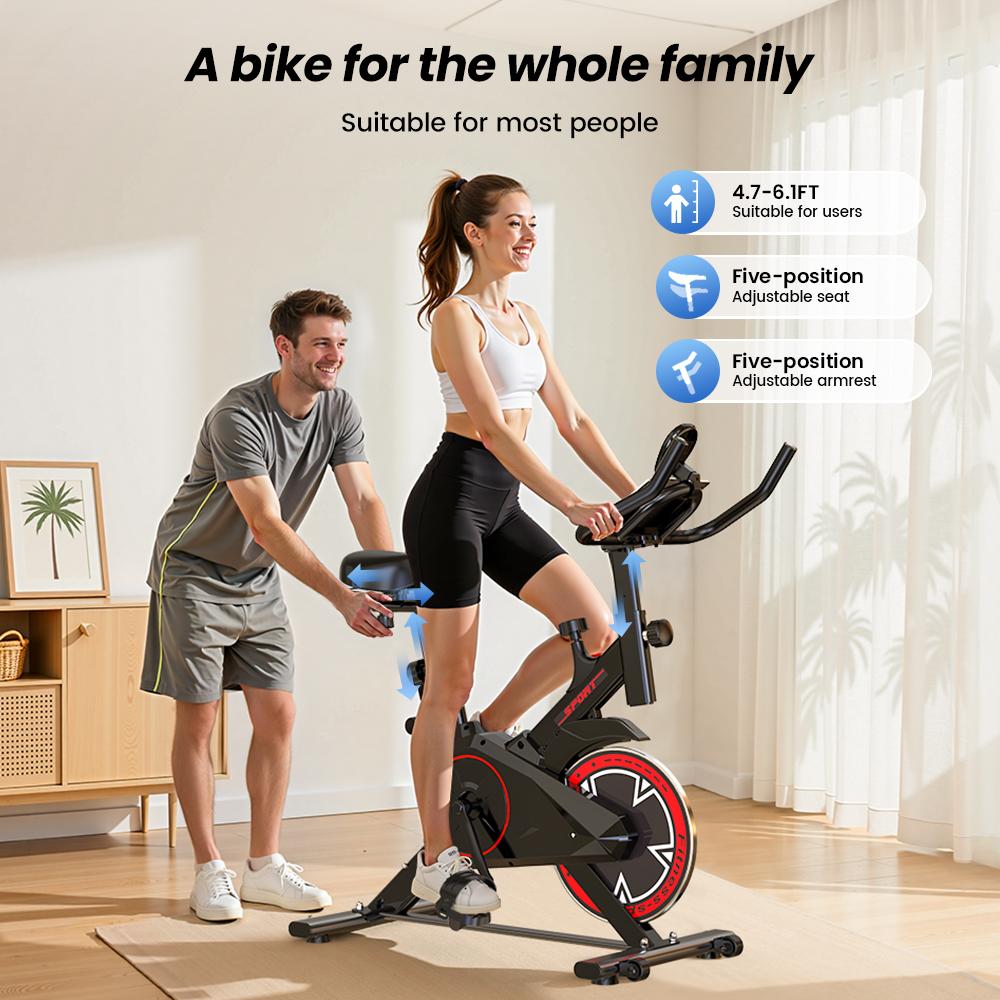 Exercise Bike iScooter With 5kg Flywheel Adjustable Armrests And Seat Digital Display Quiet Indoor Exercise Bike Max Load 120Kg Black Qk101